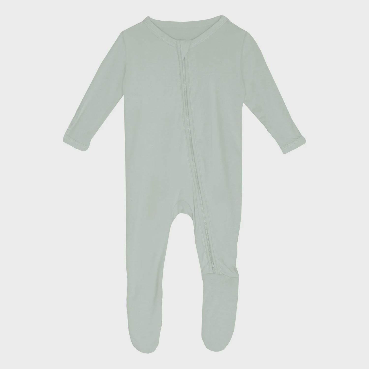 KicKee Footie with 2 Way Zipper in Aloe, Size: NB