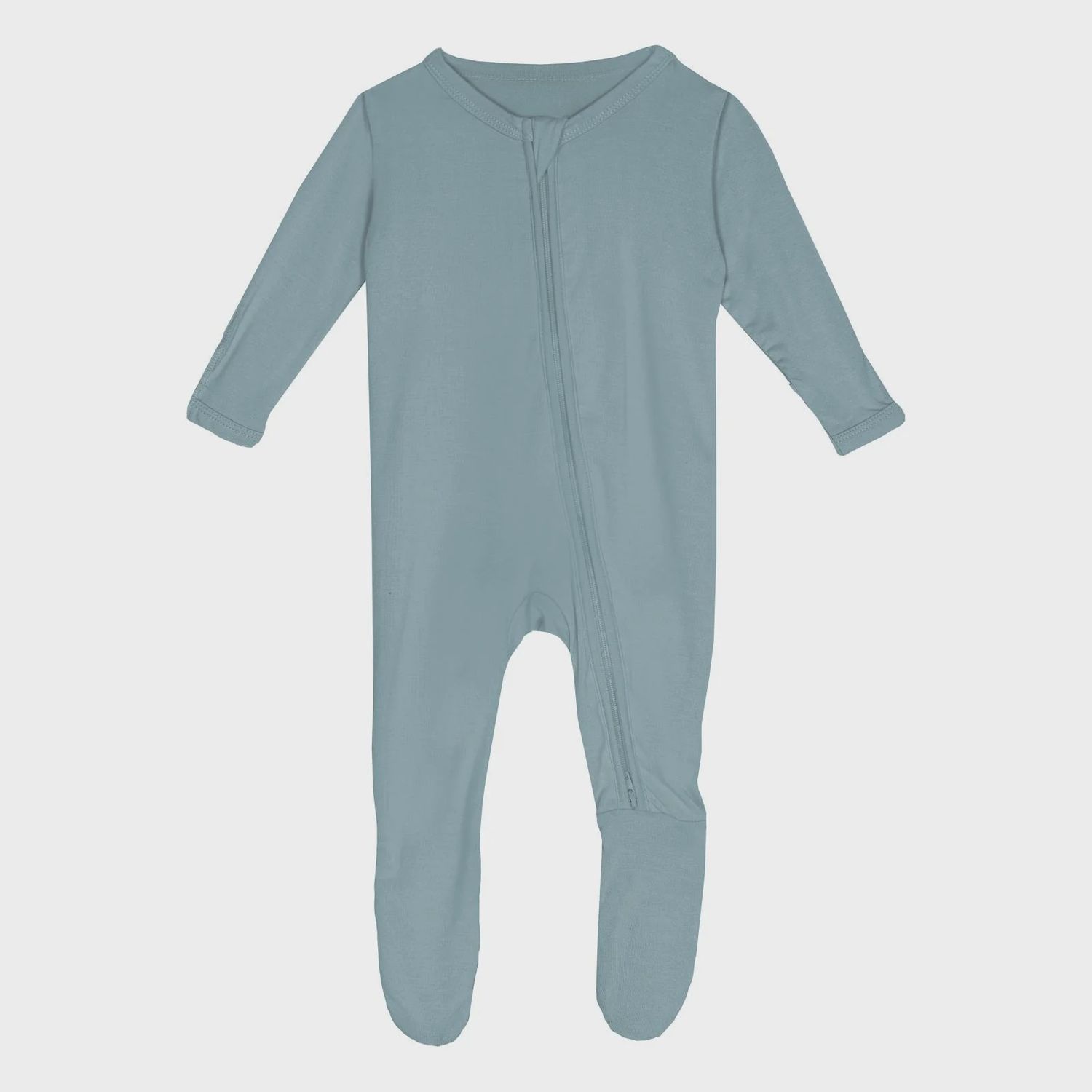 KicKee Footie with 2 Way Zipper in Stormy Sea, Size: NB