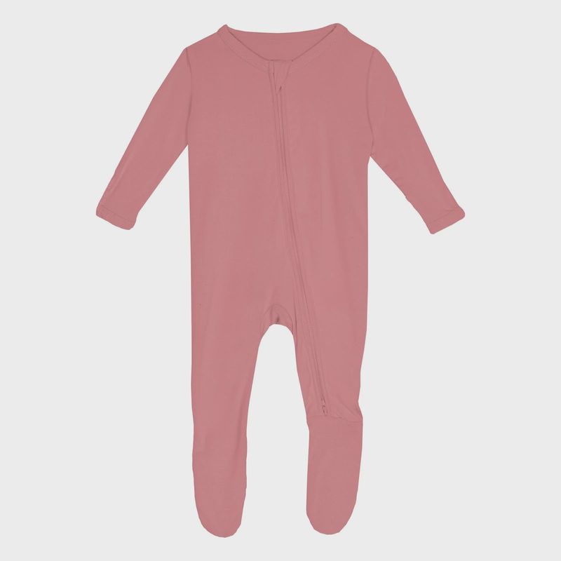 KicKee Footie with 2 Way Zipper in Desert Rose