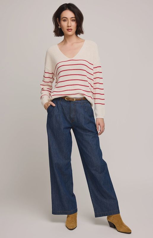 GF Tucker Pullover Sweater in Red Stripe