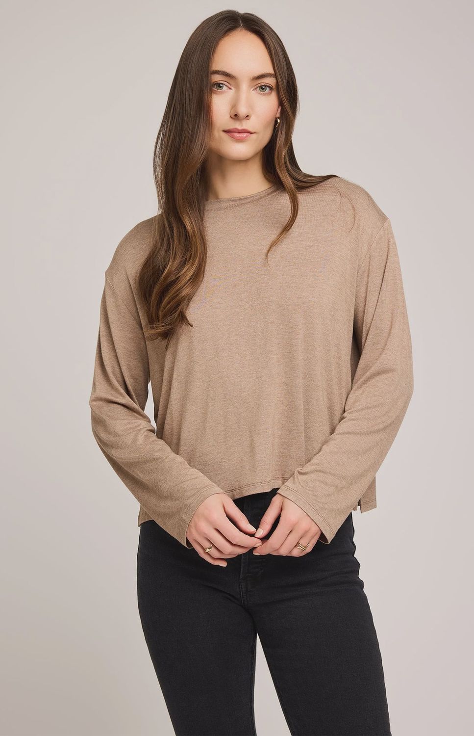 GF Indy Long Sleeve Top in Heather Khaki, Size: XS
