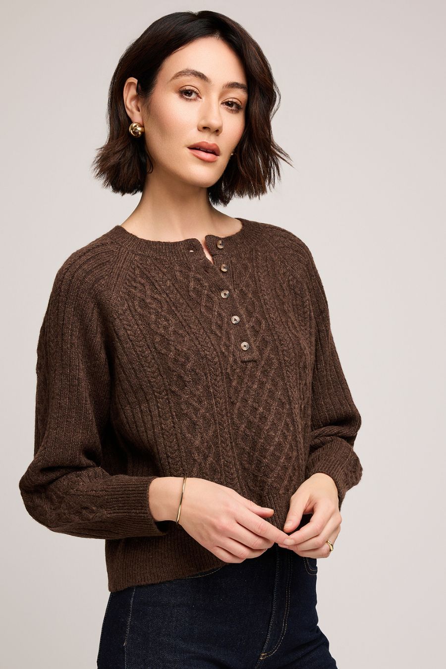 GF Aspen Pullover Sweater in Heather Chocolate, Size: XXS
