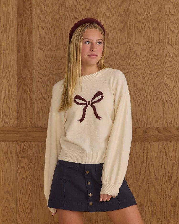 Rylee + Cru Teen Aspen Sweater in Bow, Size: 10