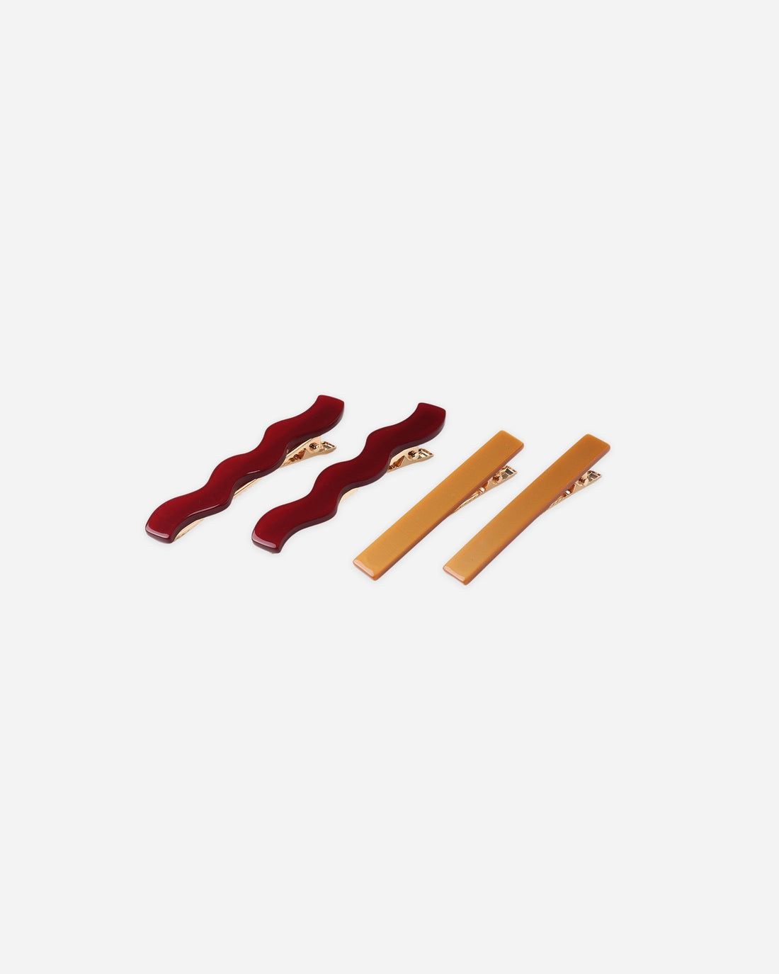 Rylee + Cru Wavy Clip Set in Burgundy &amp; Golden