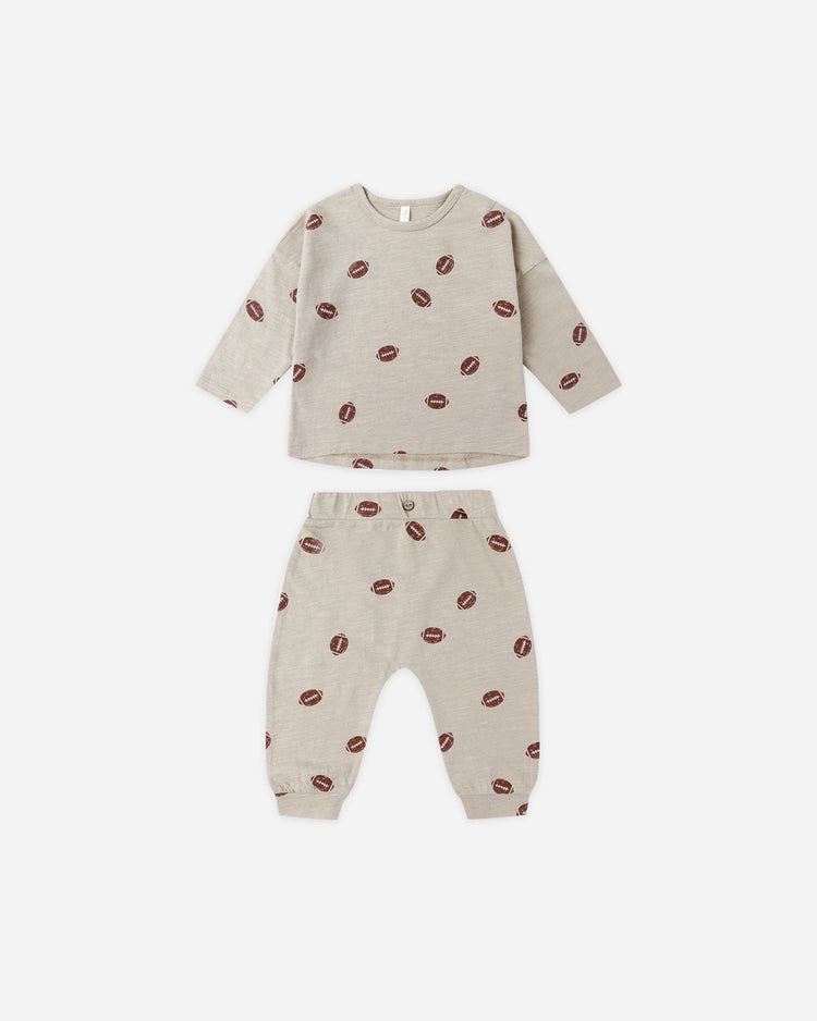 Rylee + Cru Tee + Pant Set in Footballs, Size: 3-6m