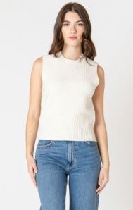 Black Tape Knit Sweater Tank in Cream