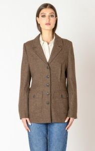 Black Tape Utility Blazer in Brown Tweed