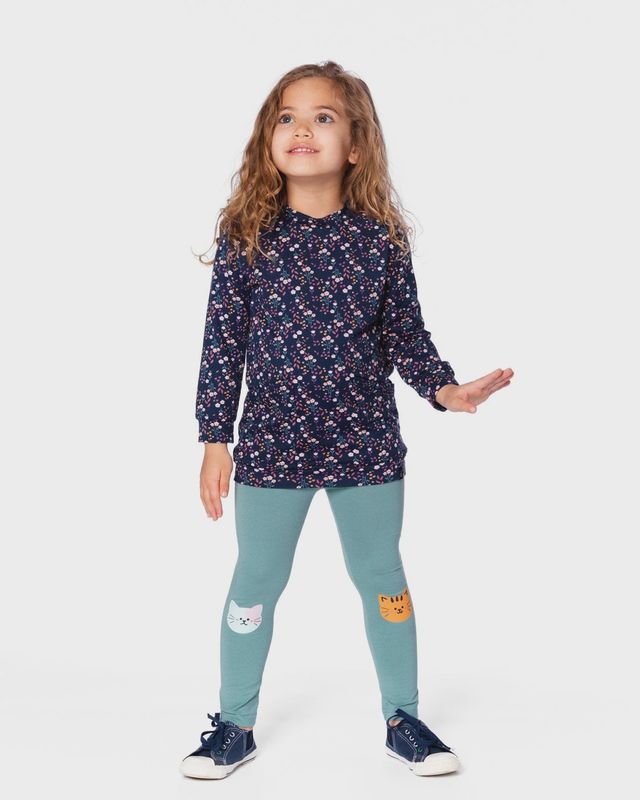 Girls Navy Flowered Tunic &amp; Leggings Set