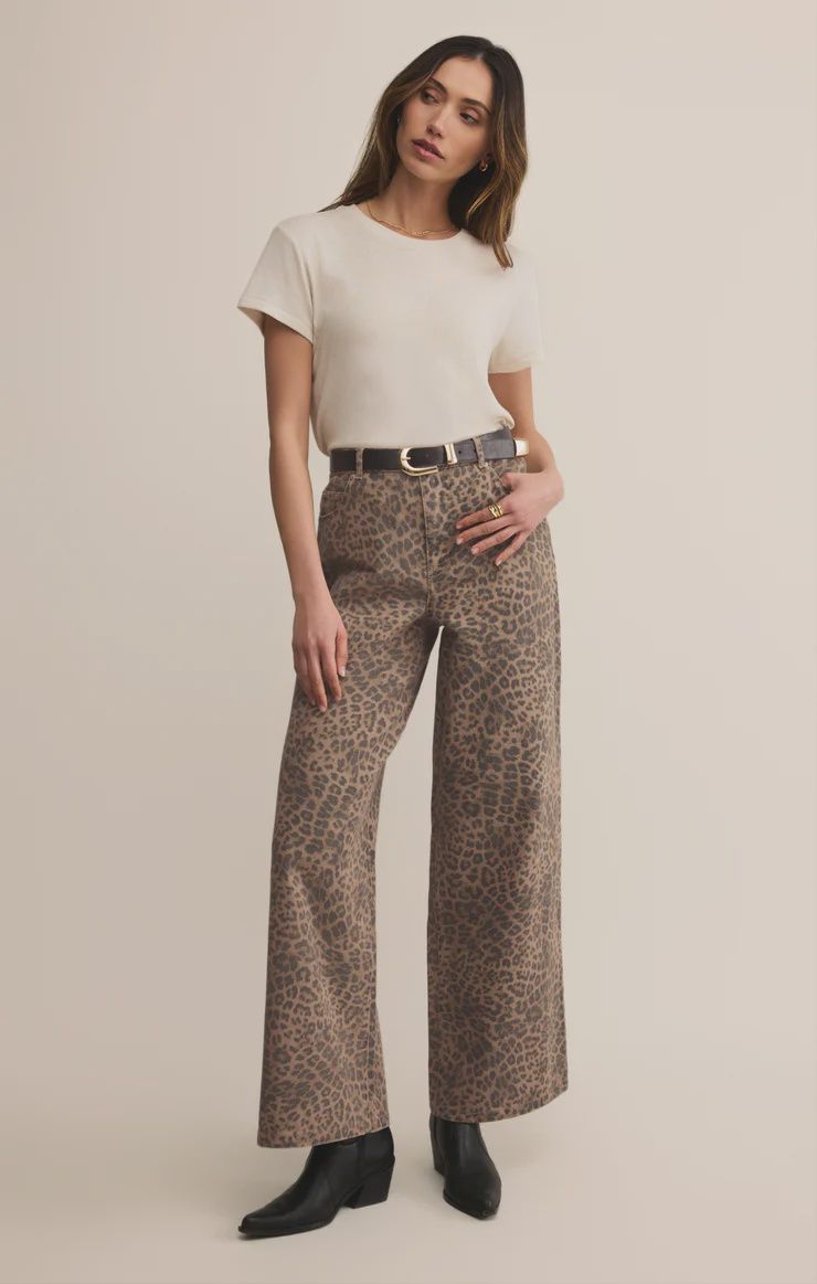 Z Supply/Marli Denim Leopard Pant/Desert Tan