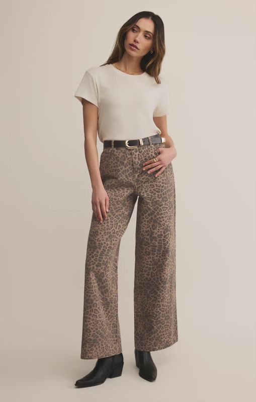 Z Supply/Marli Denim Leopard Pant/Desert Tan