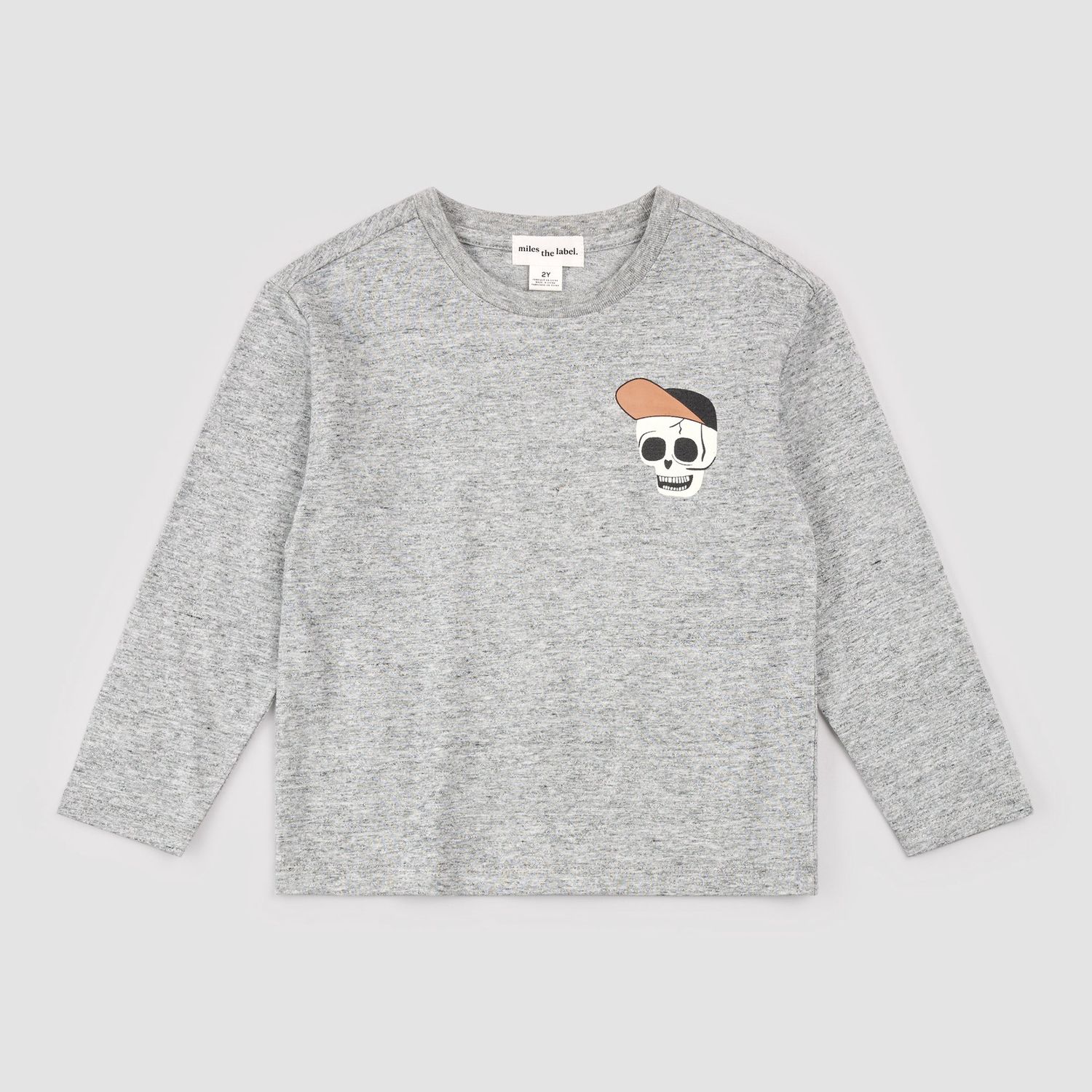 Skeleton Crew Glow-in-the-Dark Heather Grey Long-Sleeve Tee, Size: 2