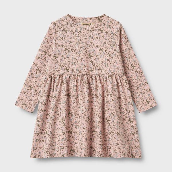 Wheat Girls Jersey Dress Sessa in Rose Powder Flowers, Size: 3y
