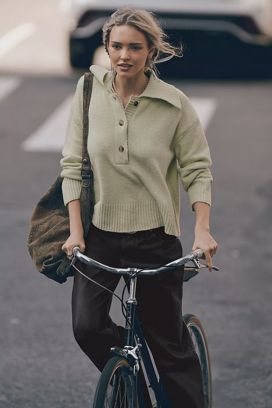 Free People Trading Up Polo in Matcha Melange