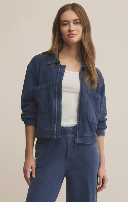 Z Supply  Heritage Knit Denim Jacket in Indigo
