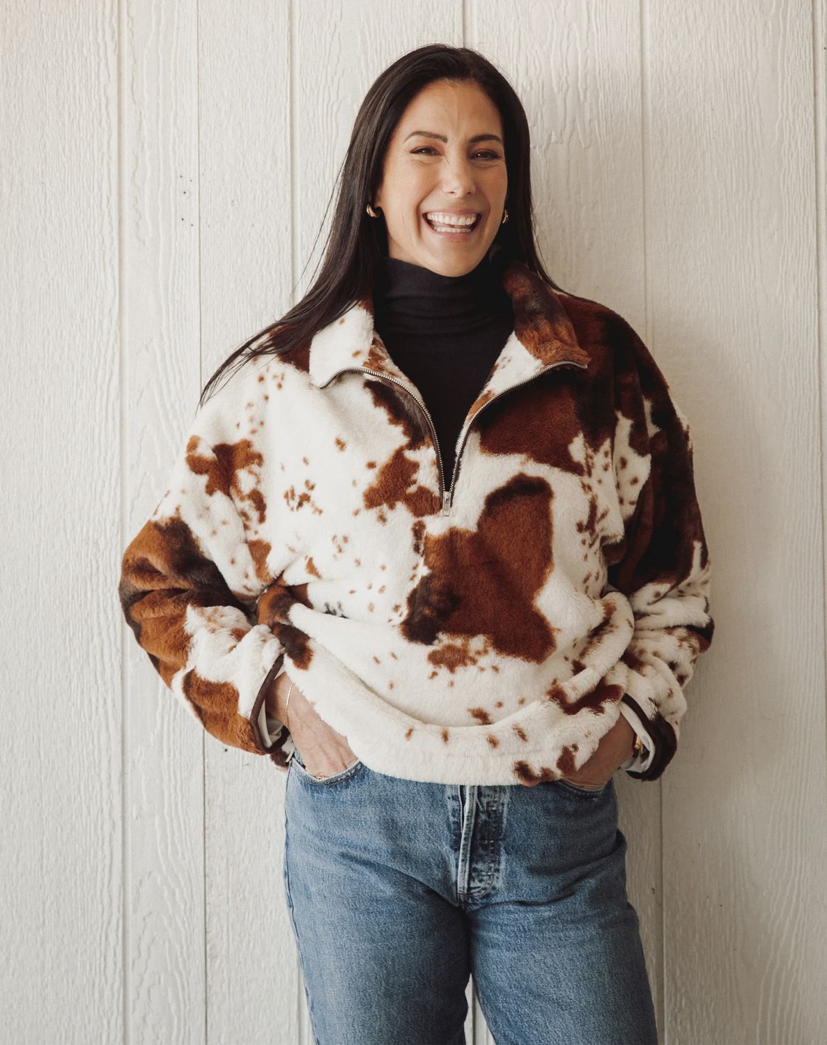 Brunette The Label/Cowhide 1/2 Zip Jacket