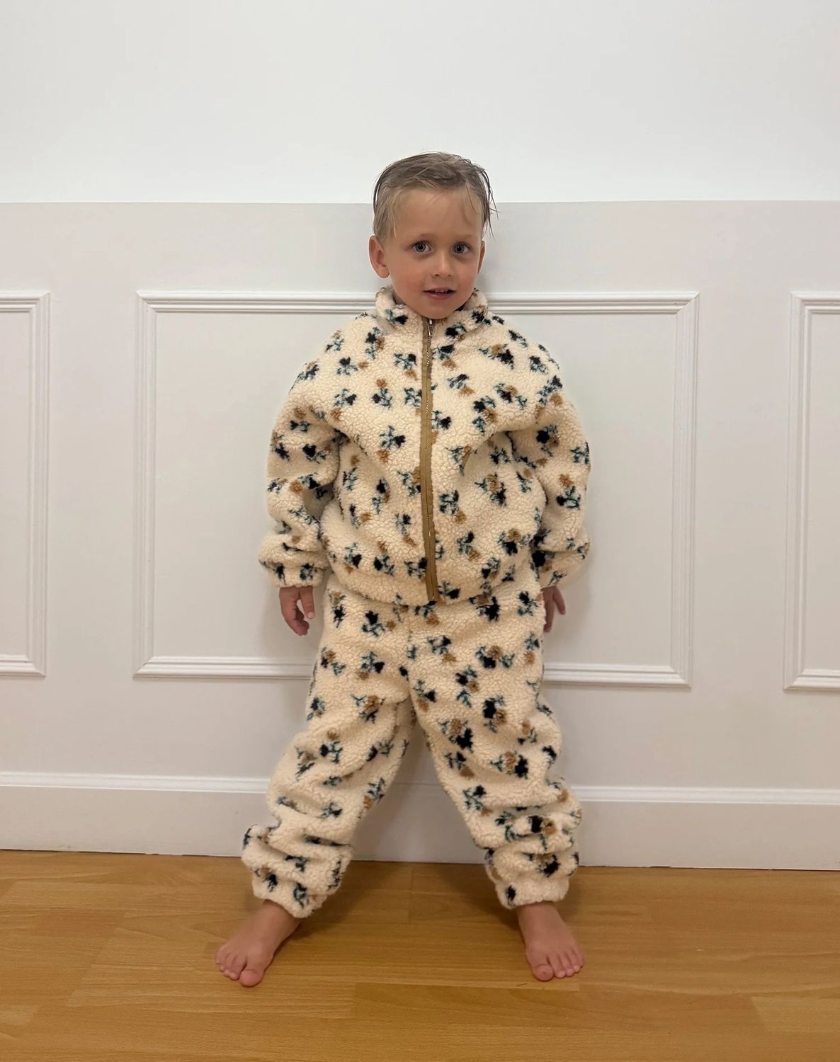 Brunette The Label/Kids Floral Sherpa Jacket/Brown