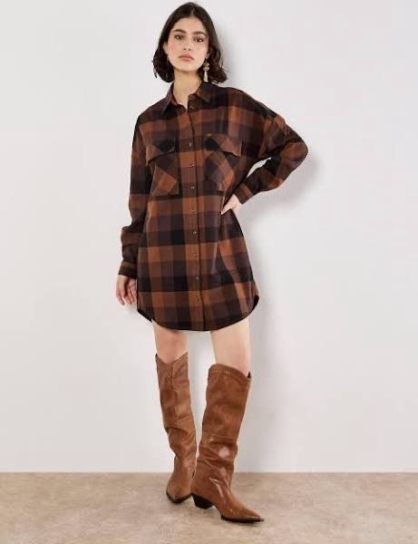 Apricot Oversized Check Dress