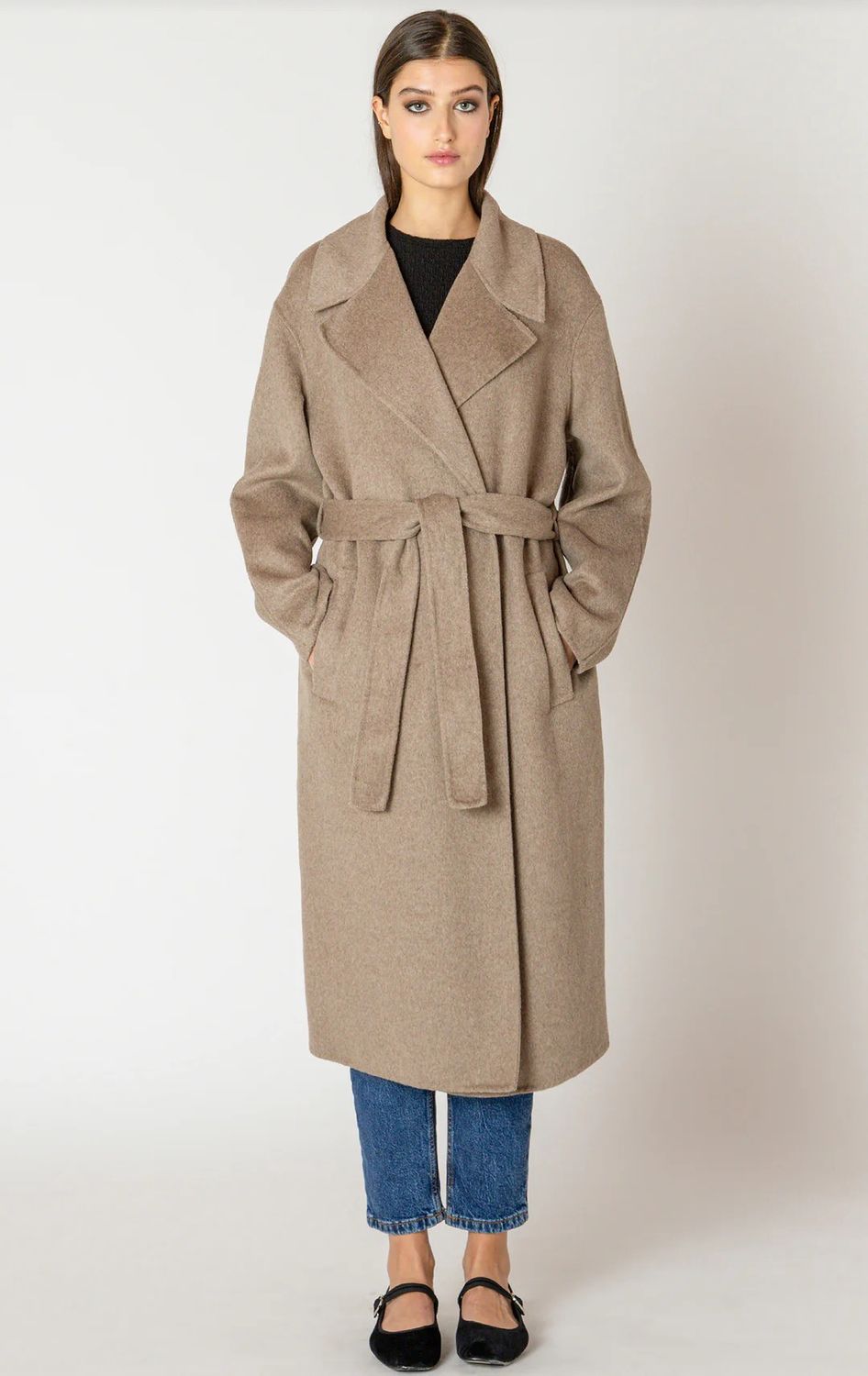 Black Tape/Ladies Long Belted Coat