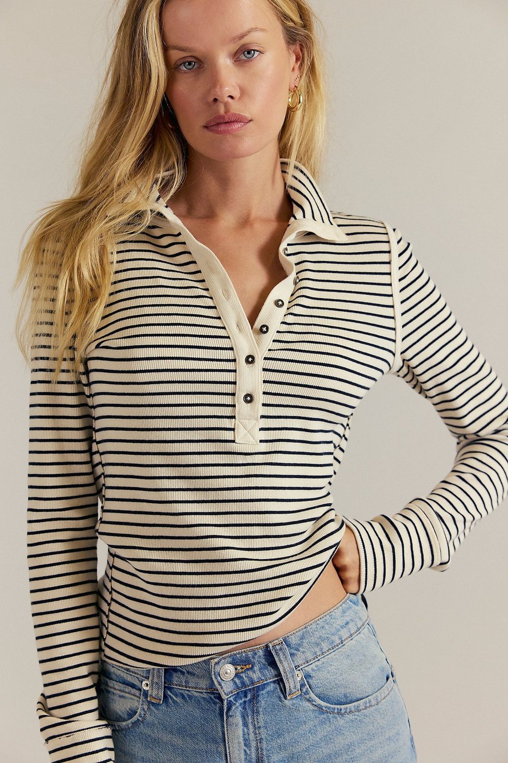 Free People/Lake Henley Stripe/Tea Combo