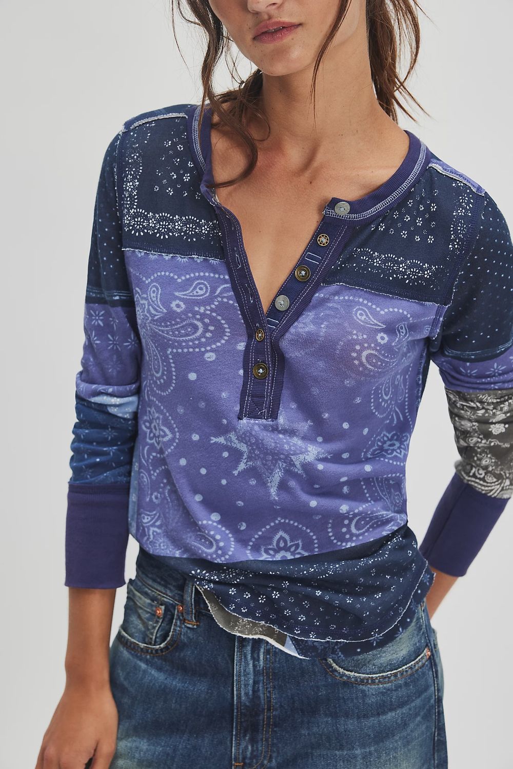 Free People/Indie Printed Cuff/Indigo Combo