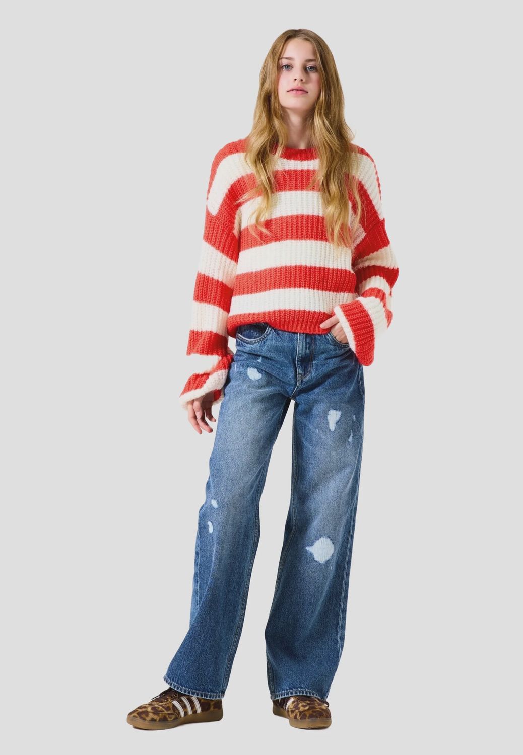 Garcia/H52440/Girls Pullover/Chili Red &amp; Cream