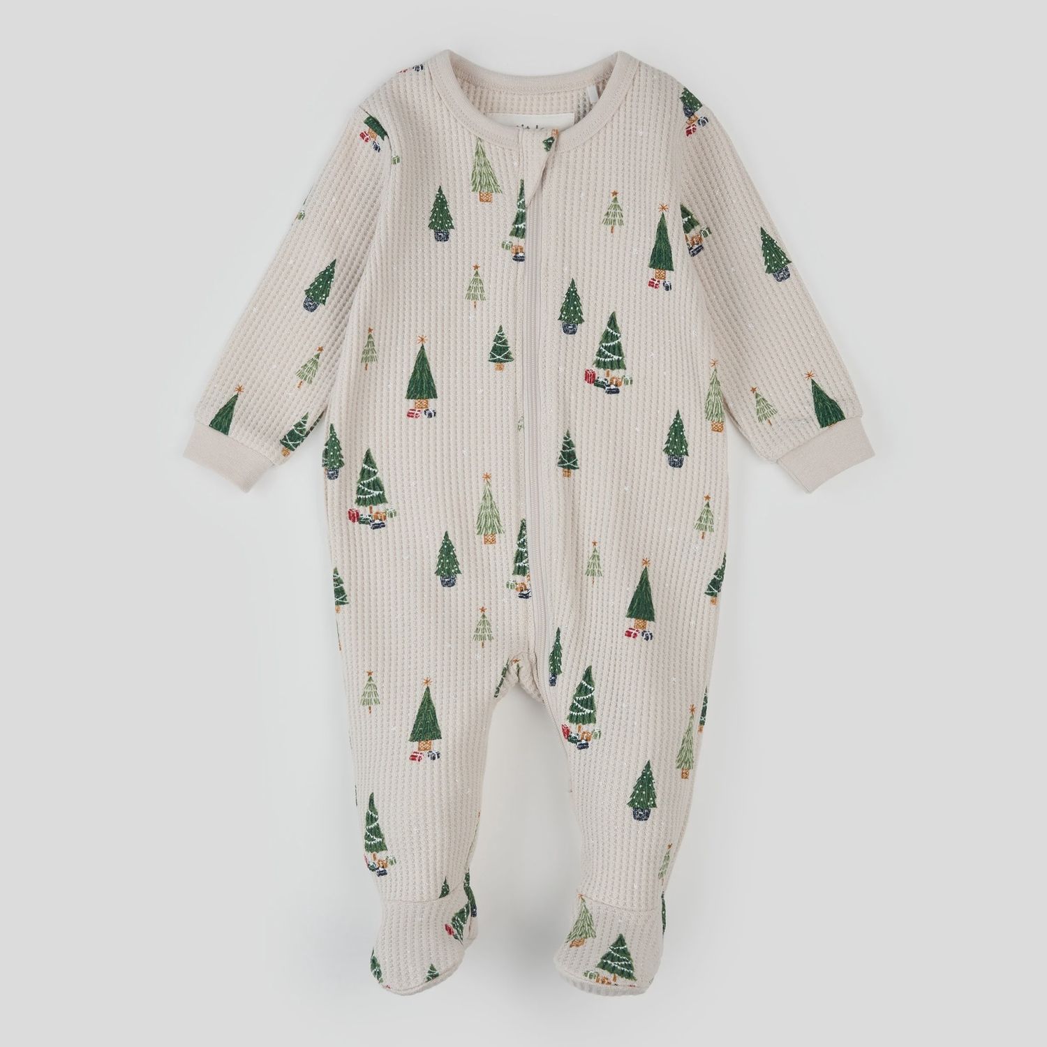 Petit Lem/Footed Sleeper/Beige Christmas Trees