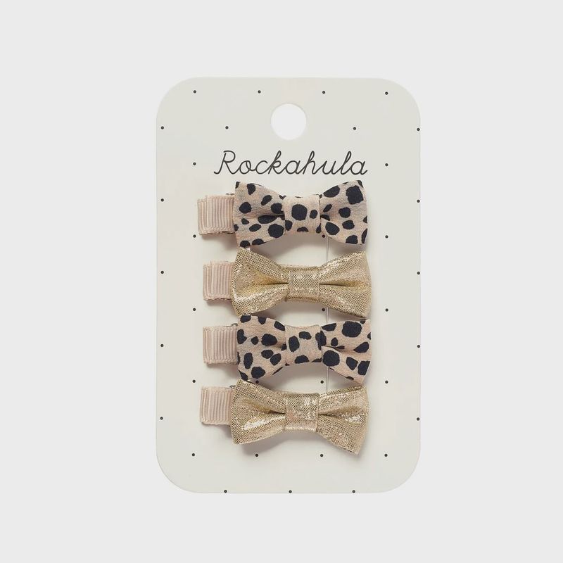 Rockahula/Leopard Shimmer Mini Bow Clip Set