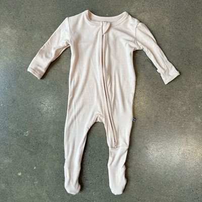 Footie with 2 Way Zipper - Latte