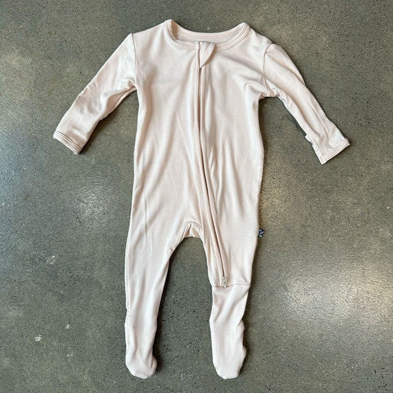 Footie with 2 Way Zipper - Latte