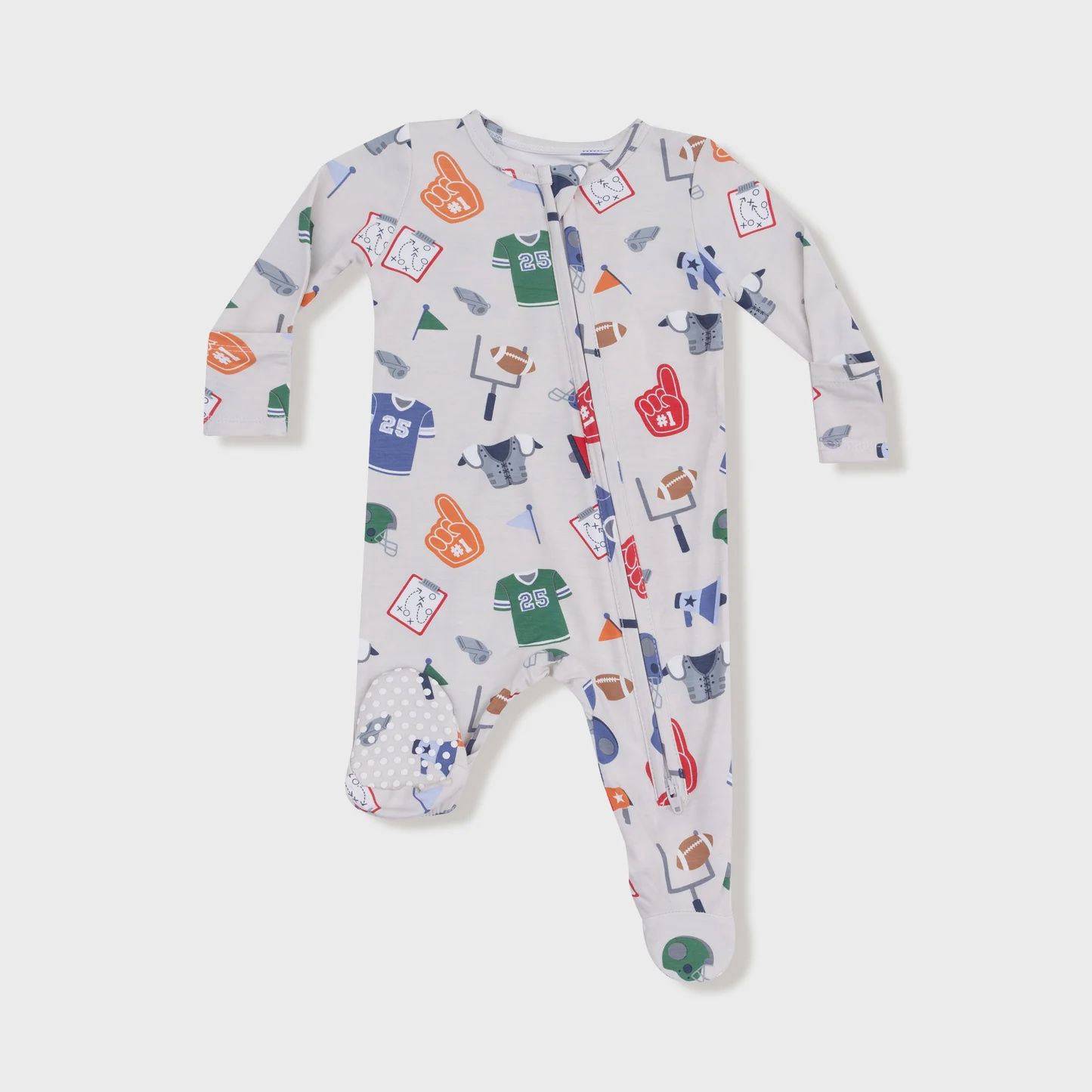 Angel Dear 2 way zipper footie/Game day/Gray and Blue