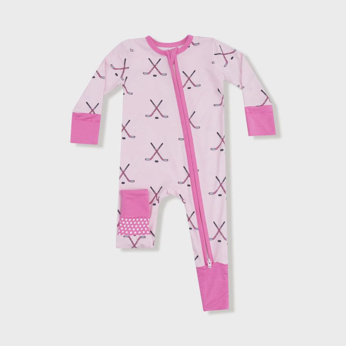 Angel Dear / 2 Way Zipper Romper / Hockey / Pink