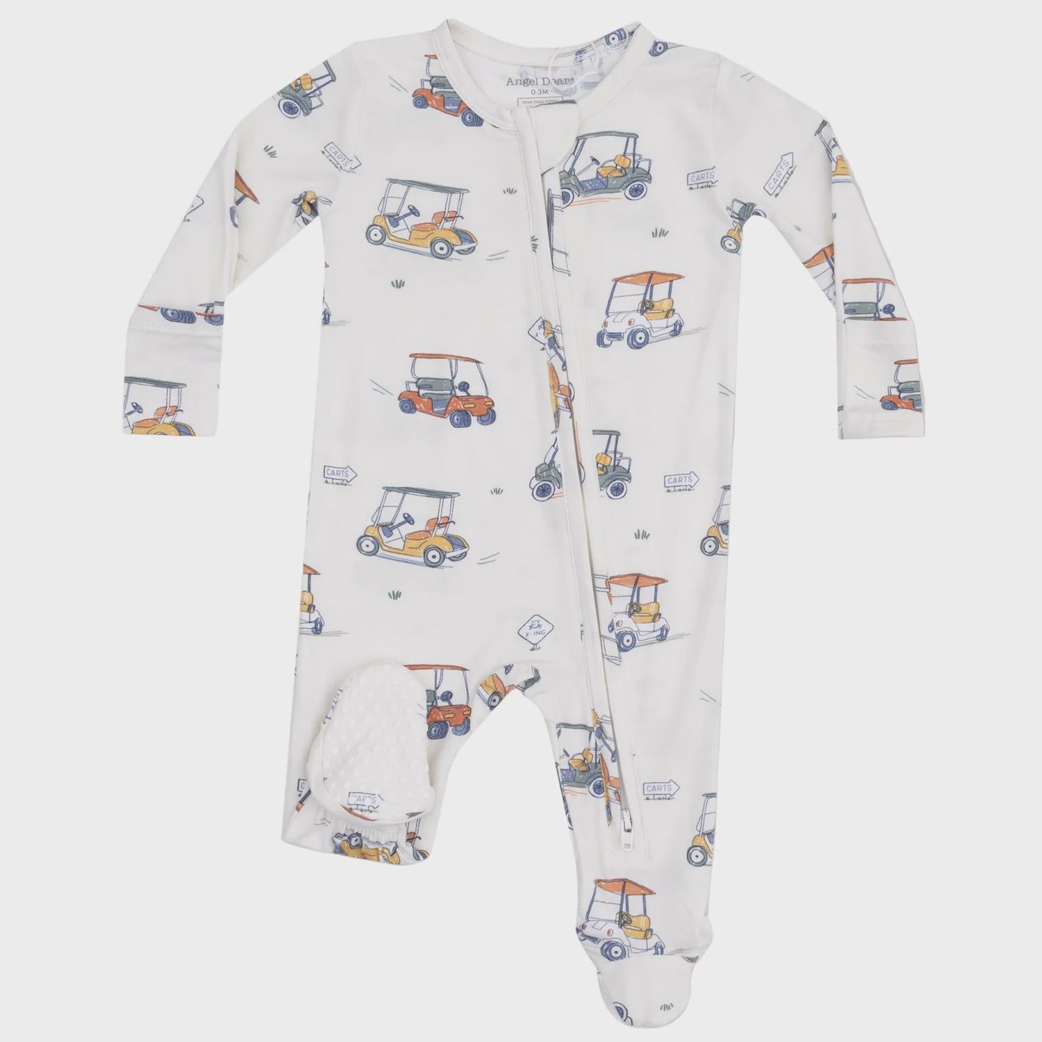 Angel Dear 2 way zipper footie/zooming golf carts/oatmeal