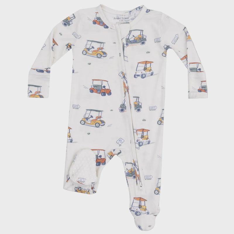 Angel Dear 2 way zipper footie/zooming golf carts/oatmeal