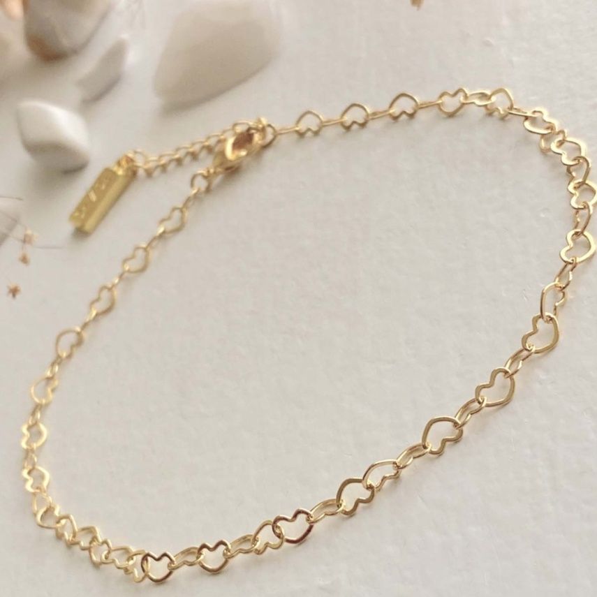 “Love Bites” Tiny Heart Chain Necklace, Colour: Gold