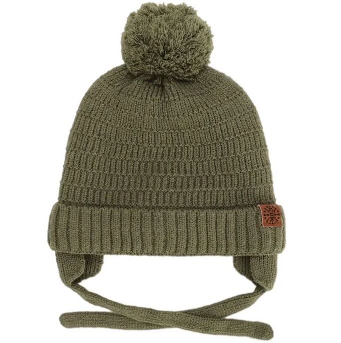Knit Pom Pom Hat Green