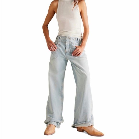 Free People/Palmer Cuffed Jean/Daydream Blue