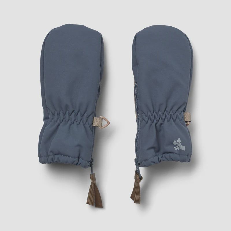 Wheat Technical Mittens Zipper in Greyblue, Size: XS (0-6m)