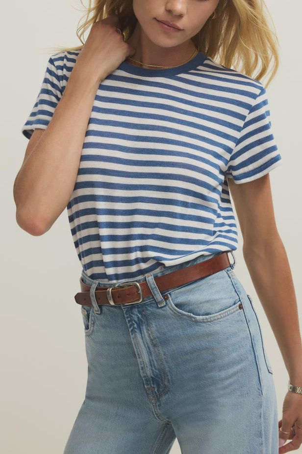 Z Supply Tourist Striped Tee/Calypso Blue Indigo