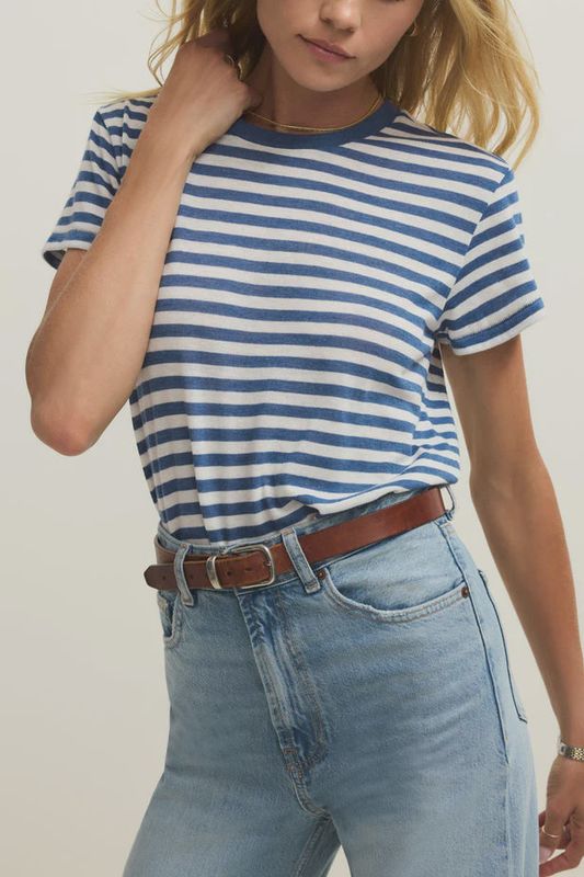 Z Supply Tourist Striped Tee/Calypso Blue Indigo