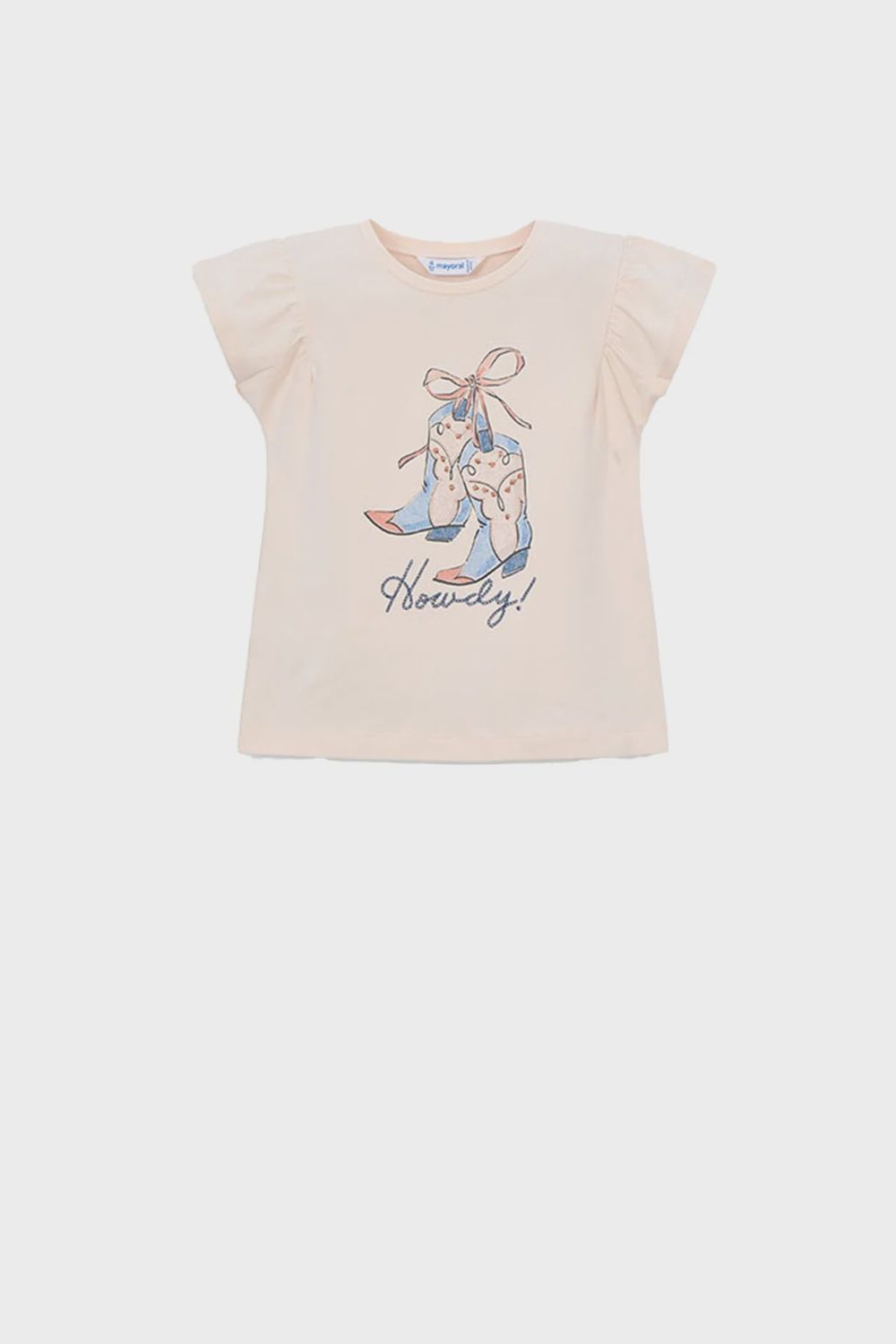Mayoral 3007 Girls Salmon Pink Howdy Tee
