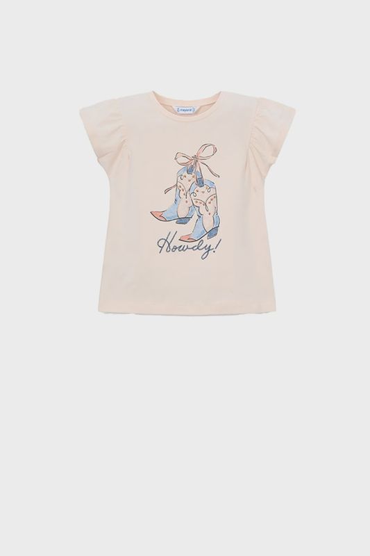 Mayoral 3007 Girls Salmon Pink Howdy Tee