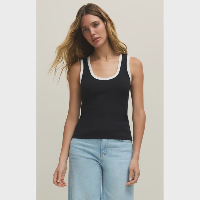 Z Supply/Sirena Colorblocked rib tank/black