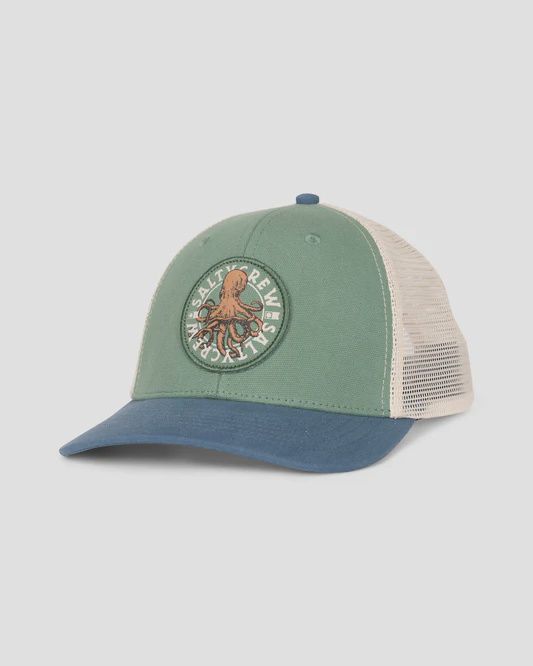 Salty Crew/Tentacles Boys retro Trucker/mid green/ cast Blur