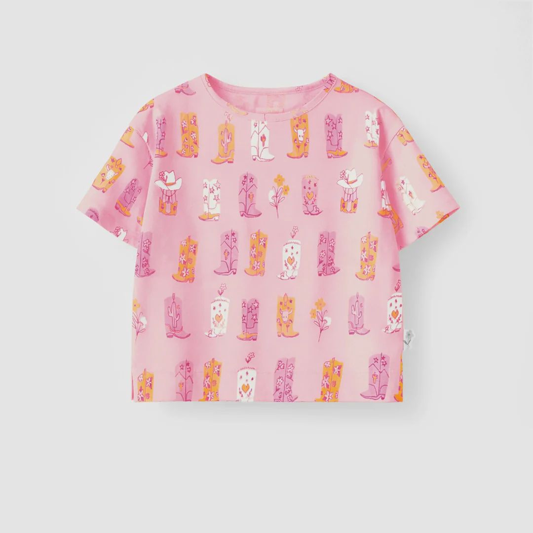 Souris Mini/Pink Cowboy Boot T-shirt