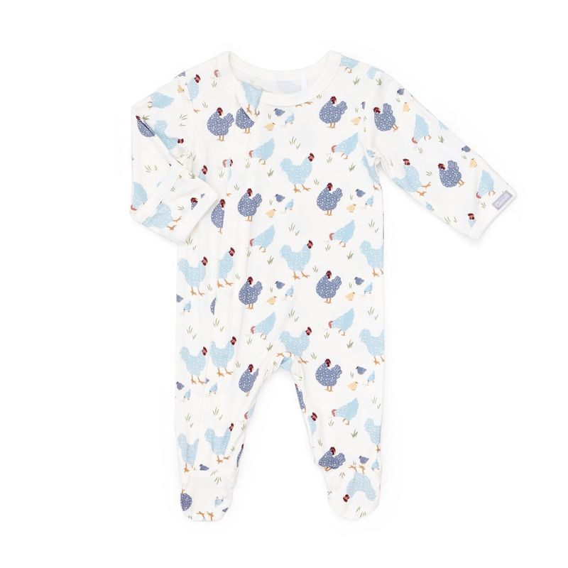 Coccoli Blue Chicken Modal Zipper Footie