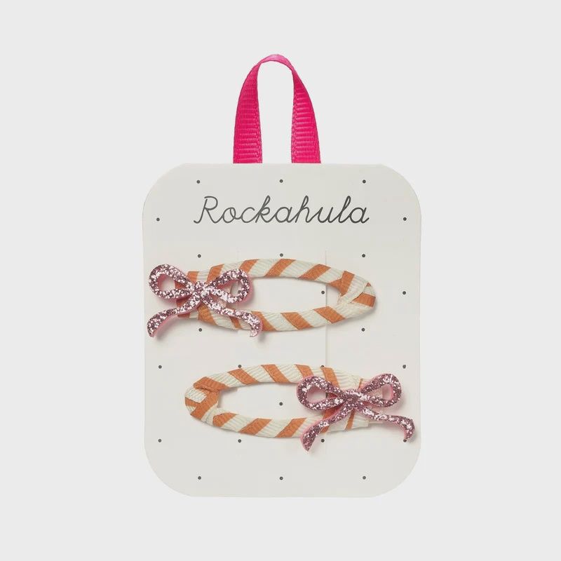 Rockahula Stripy Glitter Bow Clips