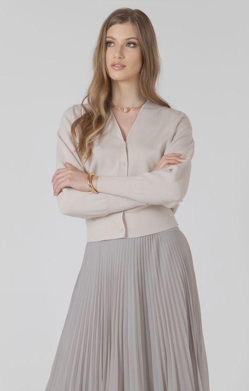 Black Tape/ Clean Button Front Cardigan/Matte Pearl