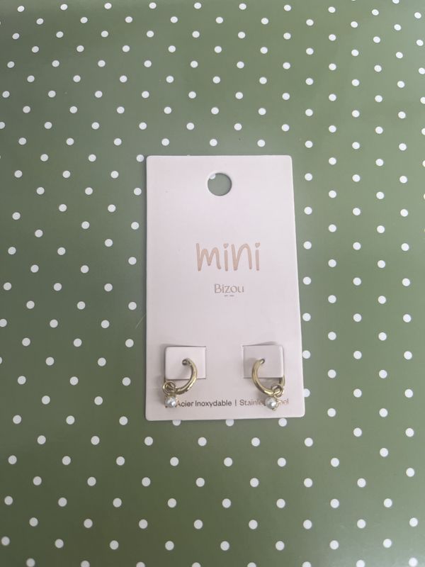 Mini Golden huggies in stainless steel&amp; pearl