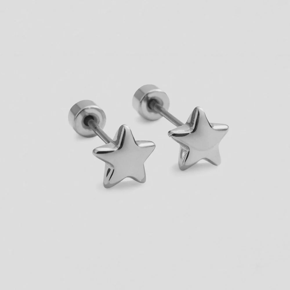 Mini Silvered stars earrings in Stainless steel
