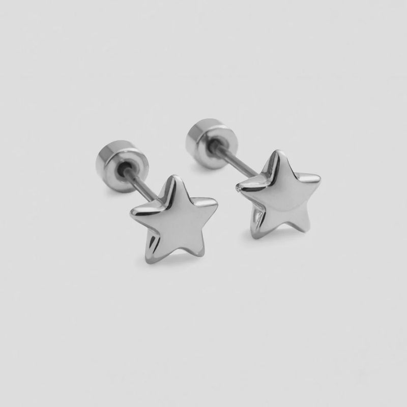 Mini Silvered stars earrings in Stainless steel